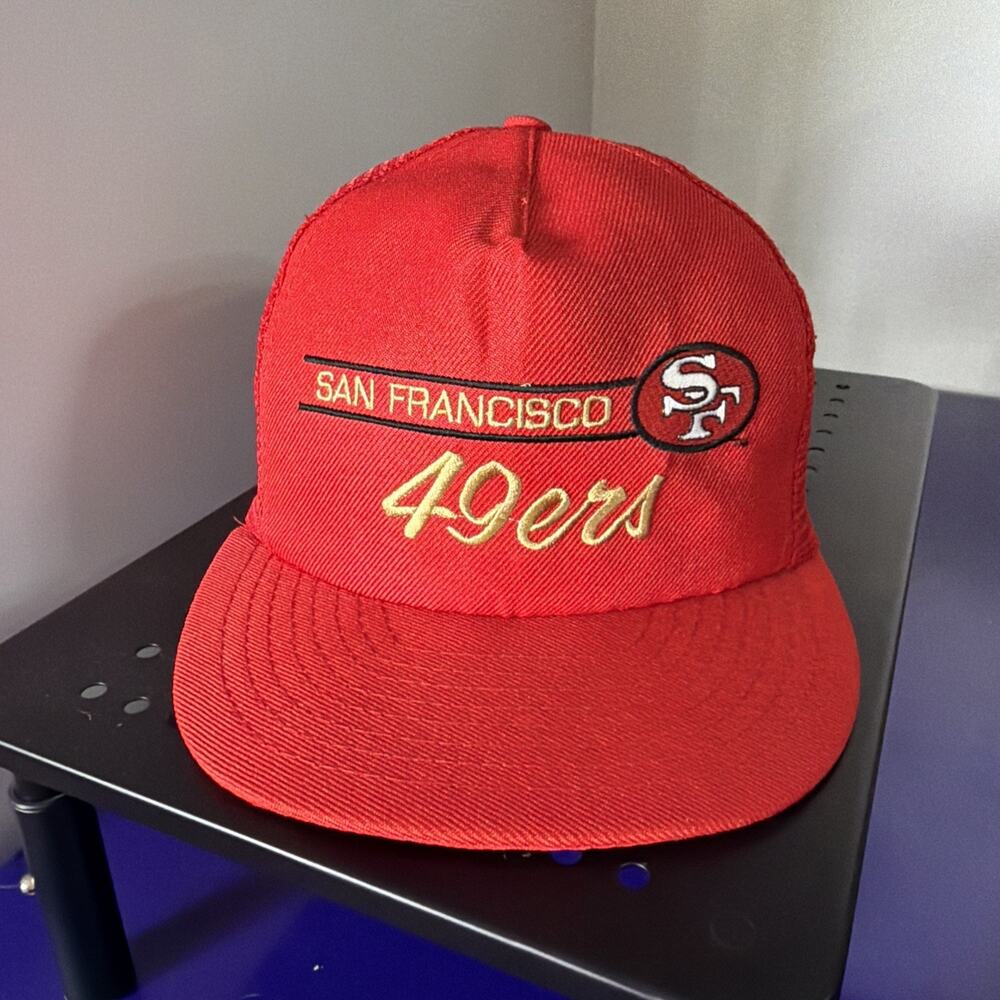 Vtg San Francisco 49ers Hat Red Mesh Back Script Pro Model Annco 90s Snapback